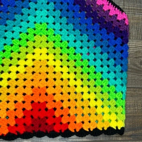 Handcrafted Crochet Halter Top Rainbow Granny Acrylic Yarn Art Handmade Knit - Picture 13 of 16